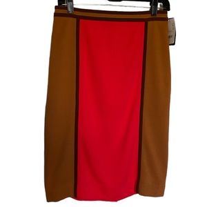Helios & Luna brown and red color block pencil skirt NWT size 4